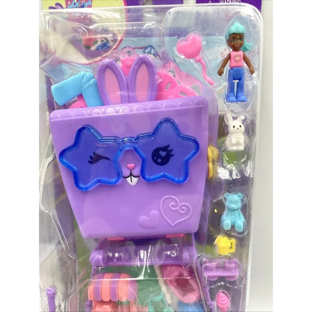 Polly Pocket‎ Bunny Carnival Compact Mini Playset and Travel Toy with Food NEW